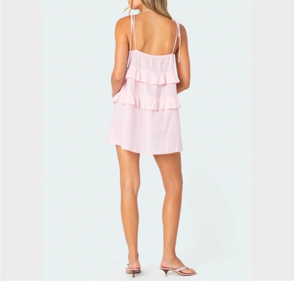 Edikted Pink Ruffle Mini Dress - Picture 2 of 7